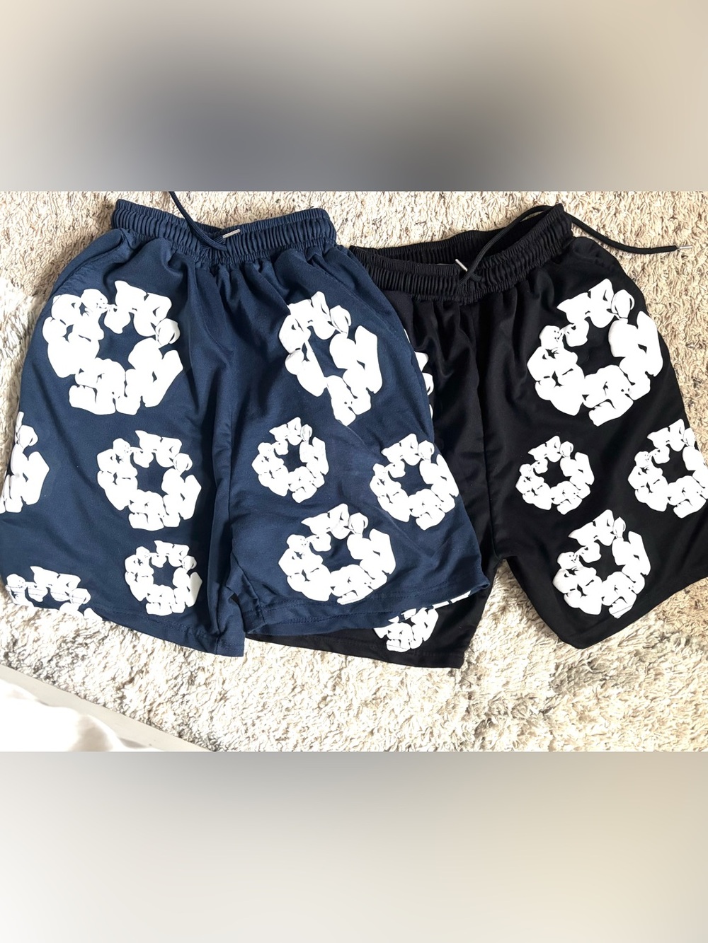 TWO PAIR Denim Tears Men's Athletic Shorts - Black & Navy - Picture 2 of 12